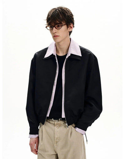 Sleek Ruch Hem Harrington Jacket Korean Street Fashion Jacket By MaxDstr Shop Online at OH Vault