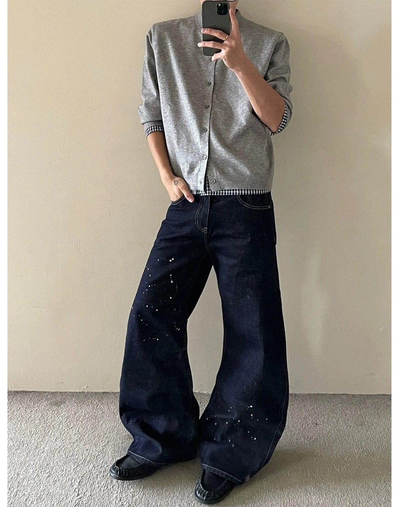 Top-Stitching Paint Splash Jeans Korean Street Fashion Jeans By MaxDstr Shop Online at OH Vault