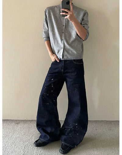 Top-Stitching Paint Splash Jeans Korean Street Fashion Jeans By MaxDstr Shop Online at OH Vault