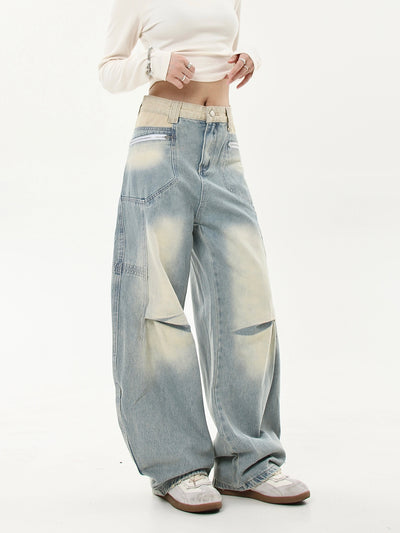 Gradient Wash Pleated Jeans Korean Street Fashion Jeans By Blacklists Shop Online at OH Vault