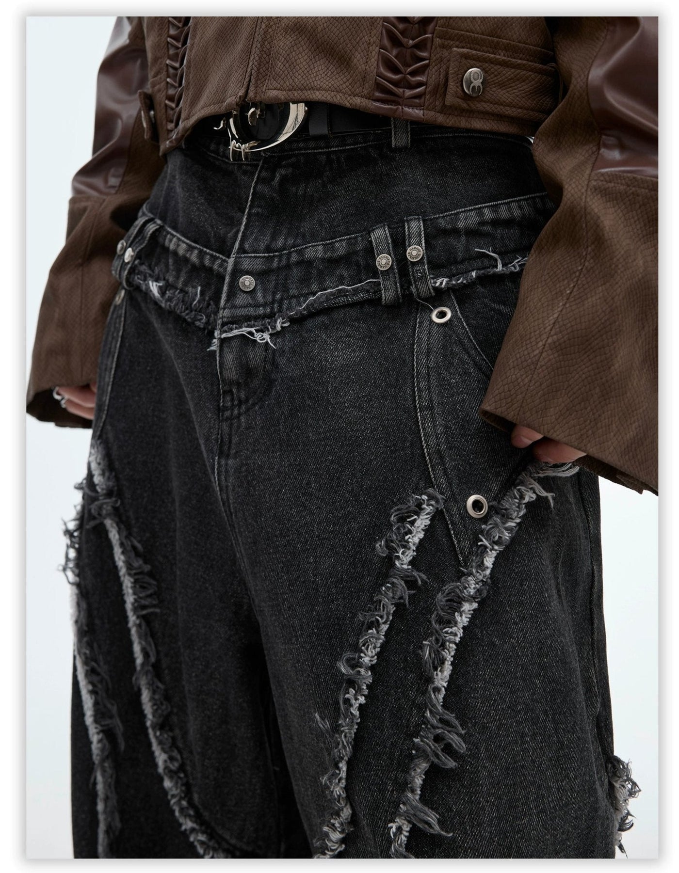 Washed Tassel Wide Jeans Korean Street Fashion Jeans By Argue Culture Shop Online at OH Vault