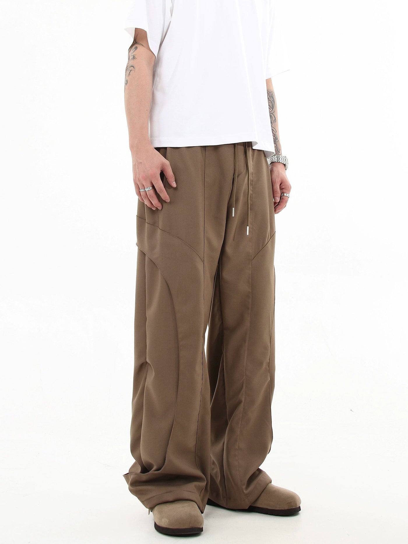 Plain Drawstring Seam Lined Pants Korean Street Fashion Pants By Blacklists Shop Online at OH Vault