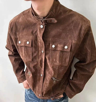 Multi Pocket Micro Suede Jacket Korean Street Fashion Jacket By Made Extreme Shop Online at OH Vault