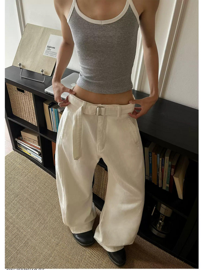 Detachable Belt Strap Wide Jeans Korean Street Fashion Jeans By MaxDstr Shop Online at OH Vault