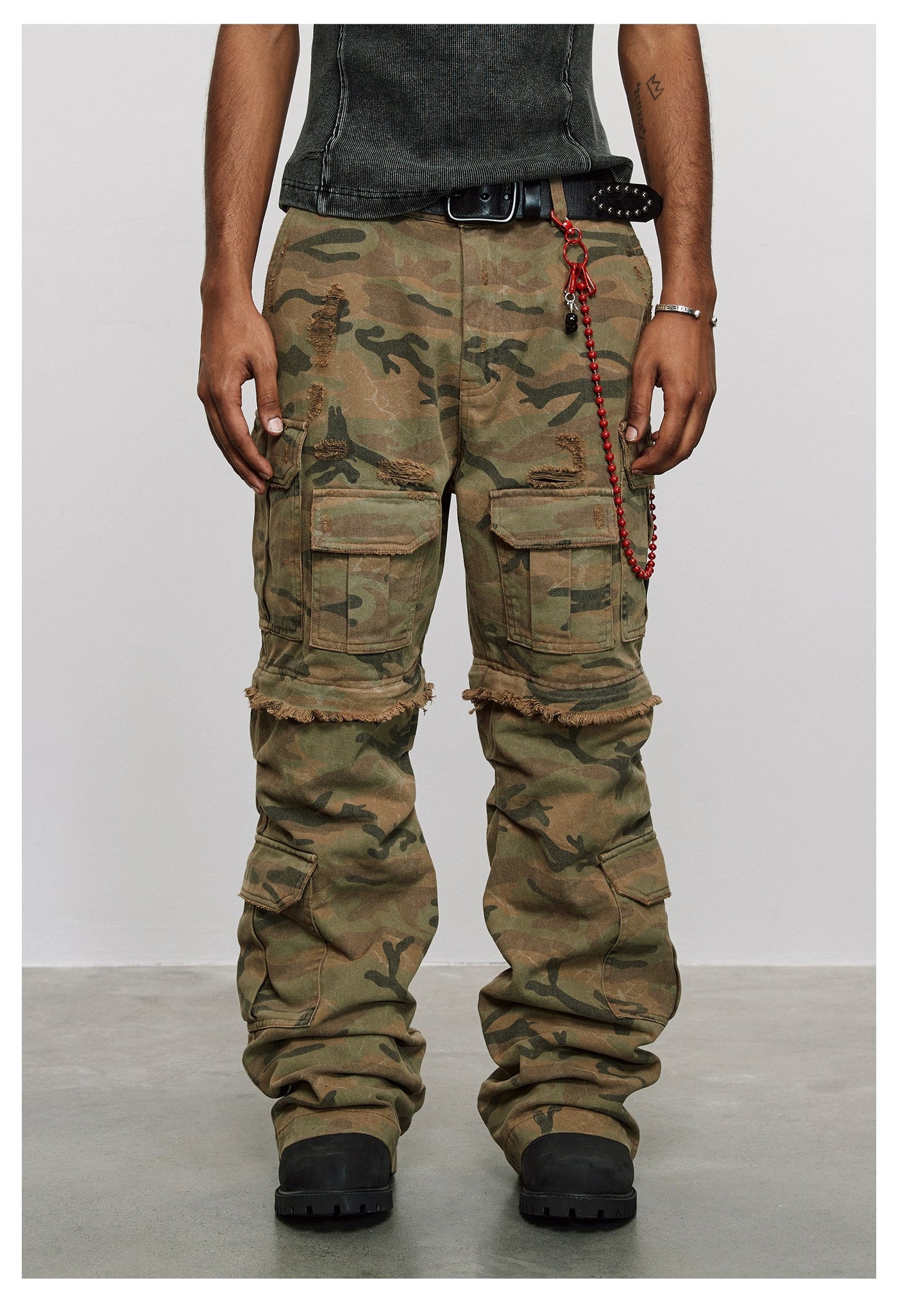 Mid Frayed Camouflage Pants Korean Street Fashion Pants By ANTIDOTE Shop Online at OH Vault