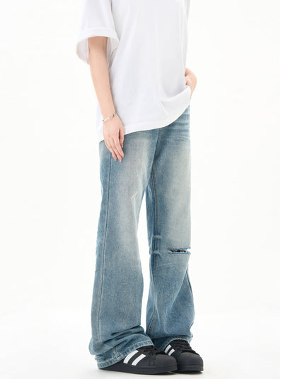 Faded Asymmetric Ripped Jeans Korean Street Fashion Jeans By Ash Dark Shop Online at OH Vault