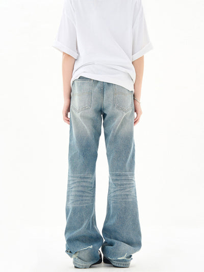 Faded Asymmetric Ripped Jeans Korean Street Fashion Jeans By Ash Dark Shop Online at OH Vault