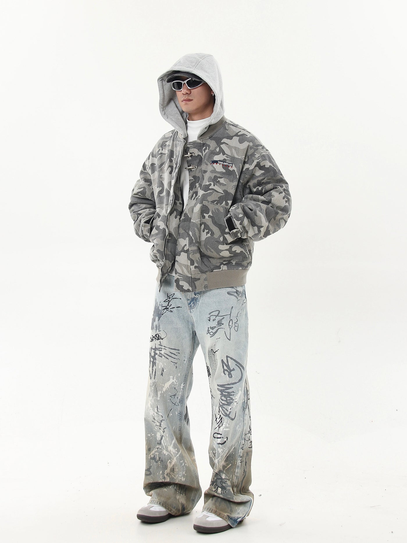 Faded Camo Spliced Hood Jacket Korean Street Fashion Jacket By Blacklists Shop Online at OH Vault