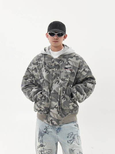 Faded Camo Spliced Hood Jacket Korean Street Fashion Jacket By Blacklists Shop Online at OH Vault