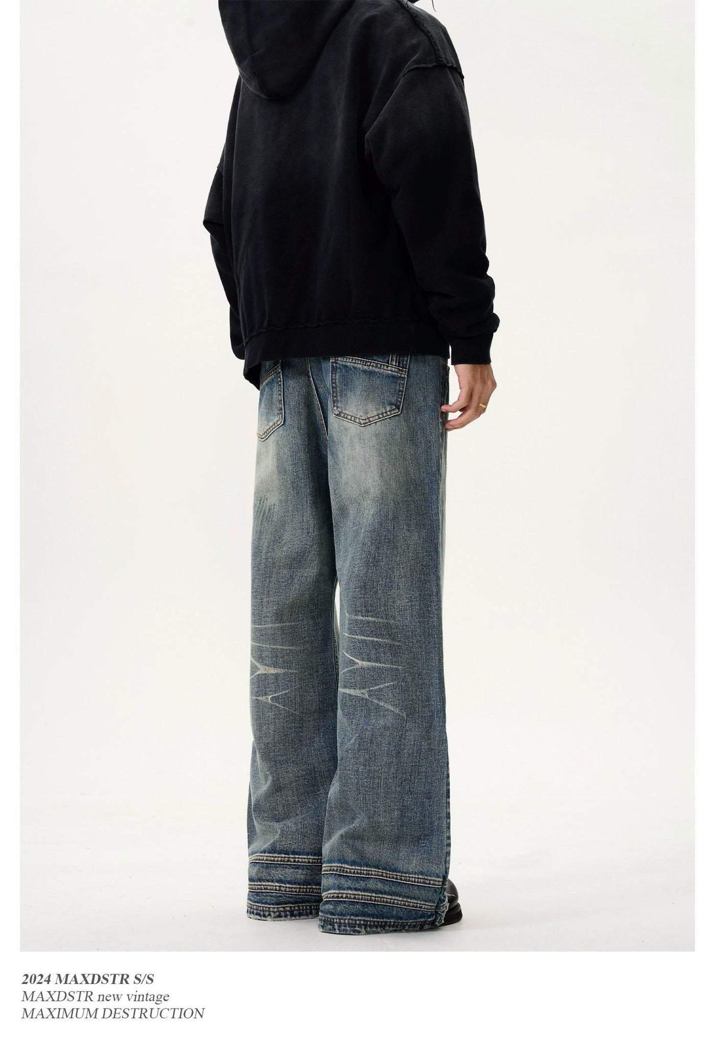 Faded Cat Whiskers Flared Jeans Korean Street Fashion Jeans By MaxDstr Shop Online at OH Vault