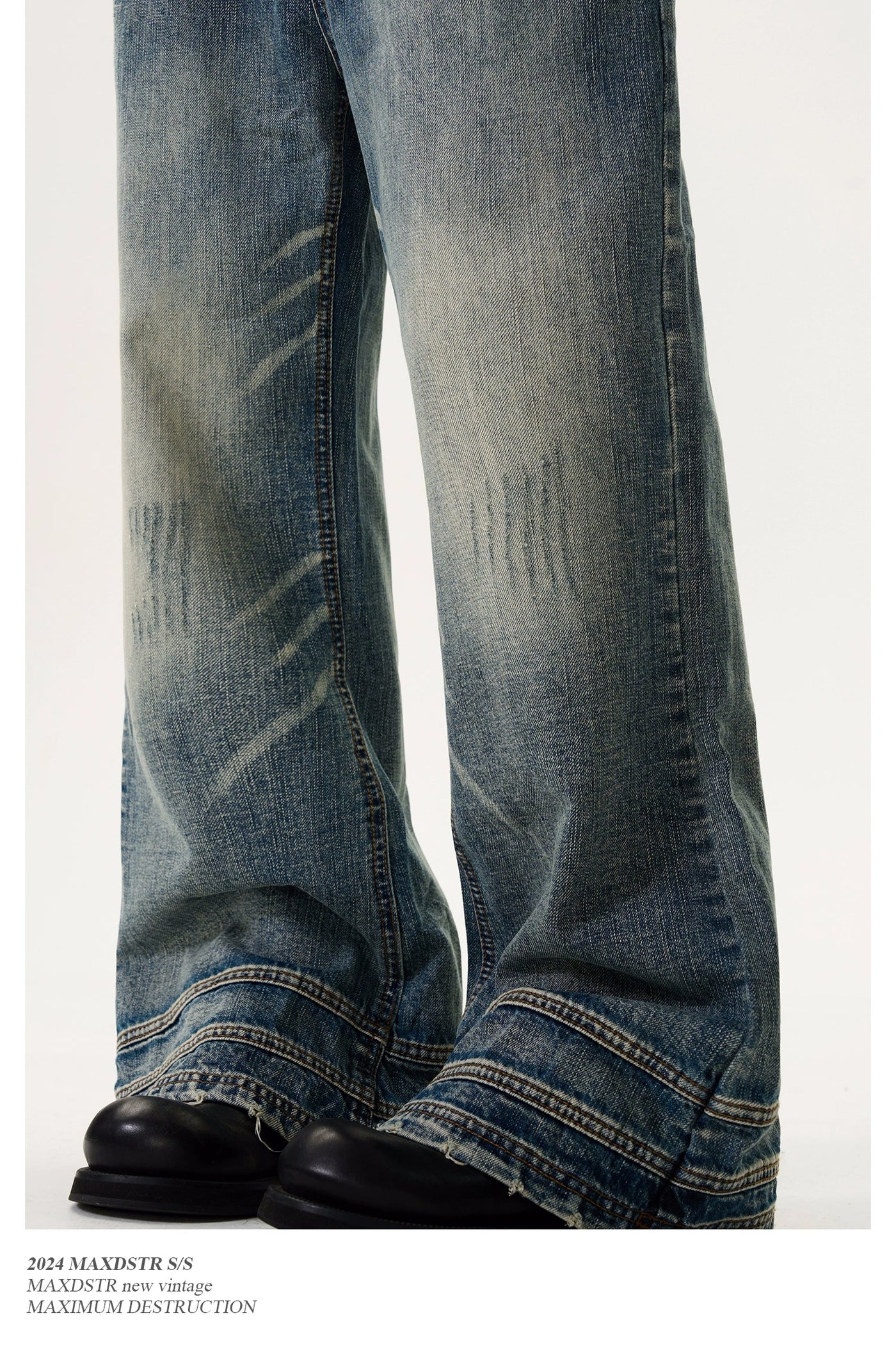 Faded Cat Whiskers Flared Jeans Korean Street Fashion Jeans By MaxDstr Shop Online at OH Vault