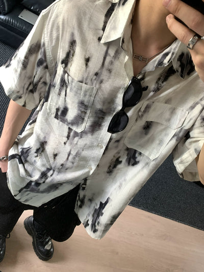 Ink Smudges Abstract Shirt Korean Street Fashion Shirt By Poikilotherm Shop Online at OH Vault