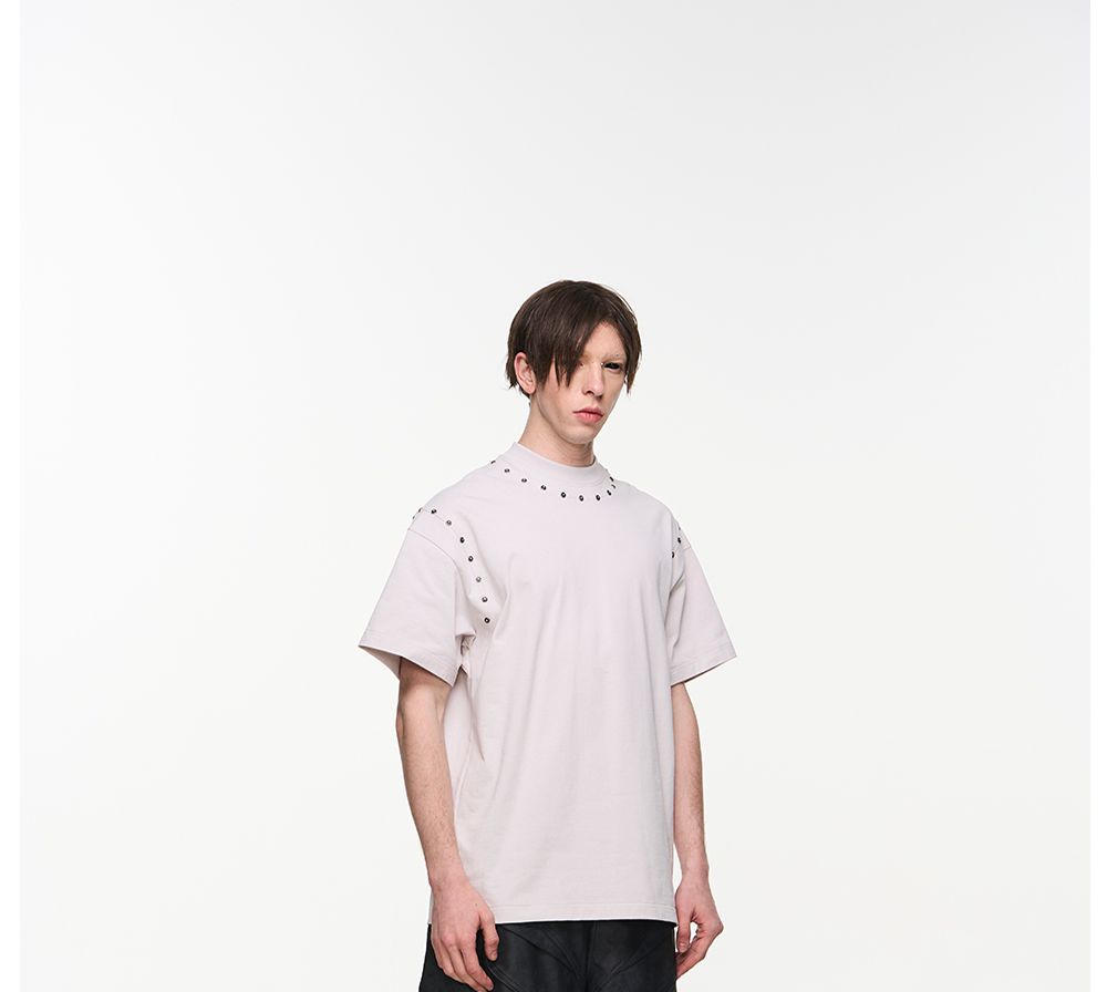 Encircling Metal Studs T-Shirt Korean Street Fashion T-Shirt By Blind No Plan Shop Online at OH Vault