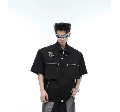 Puzzle Lock Metal Logo Shirt Korean Street Fashion Shirt By Argue Culture Shop Online at OH Vault