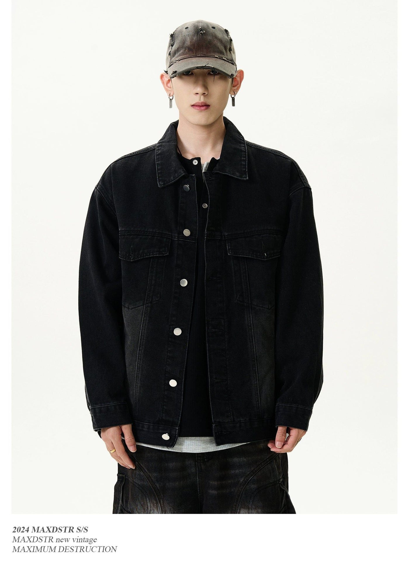 Flap Pocket Button-Down Denim Jacket Korean Street Fashion Jacket By MaxDstr Shop Online at OH Vault