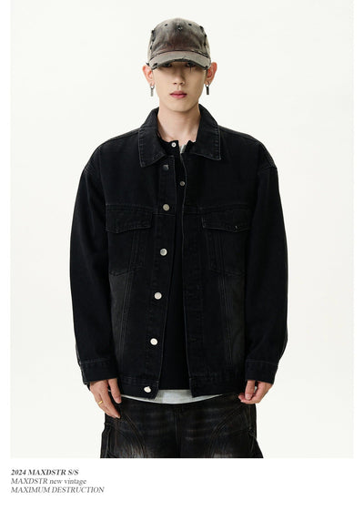 Flap Pocket Button-Down Denim Jacket Korean Street Fashion Jacket By MaxDstr Shop Online at OH Vault