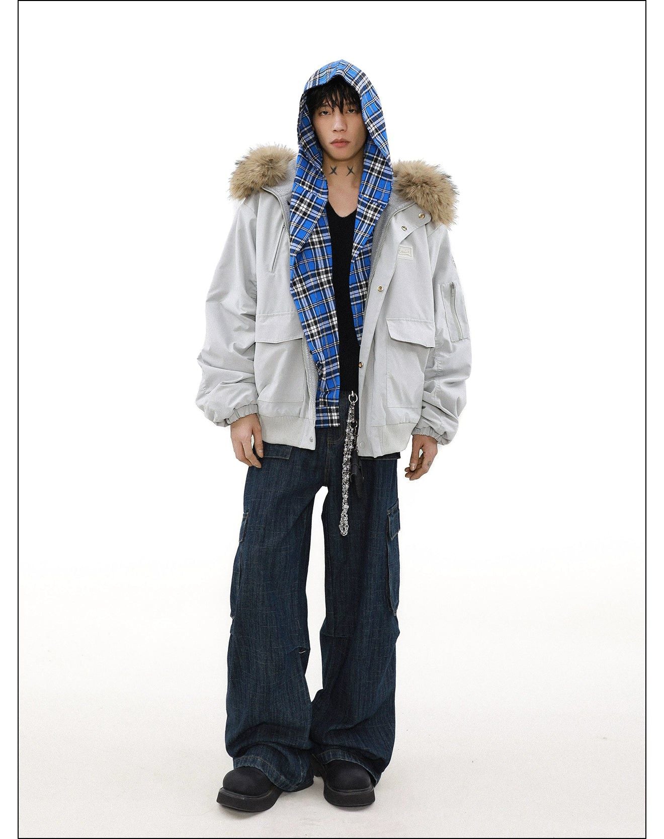 Fur Collar Cargo Style Jacket Korean Street Fashion Jacket By Mr Nearly Shop Online at OH Vault