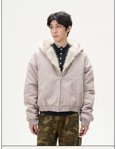 Fur Collar Casual Fit Jacket Korean Street Fashion Jacket By 77Flight Shop Online at OH Vault