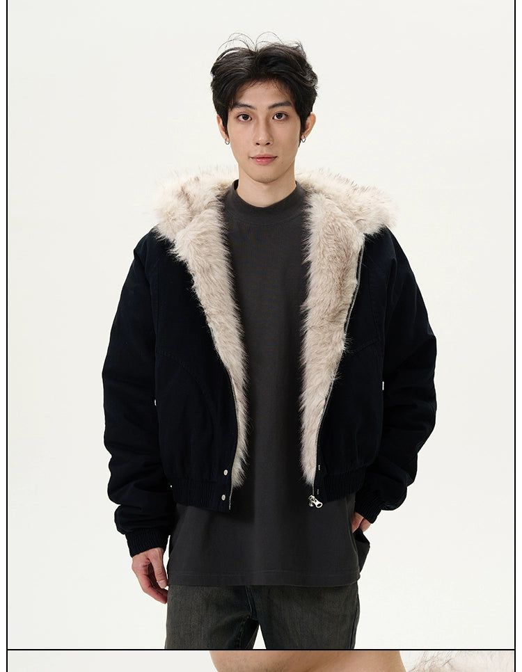 Fur Collar Casual Fit Jacket Korean Street Fashion Jacket By 77Flight Shop Online at OH Vault