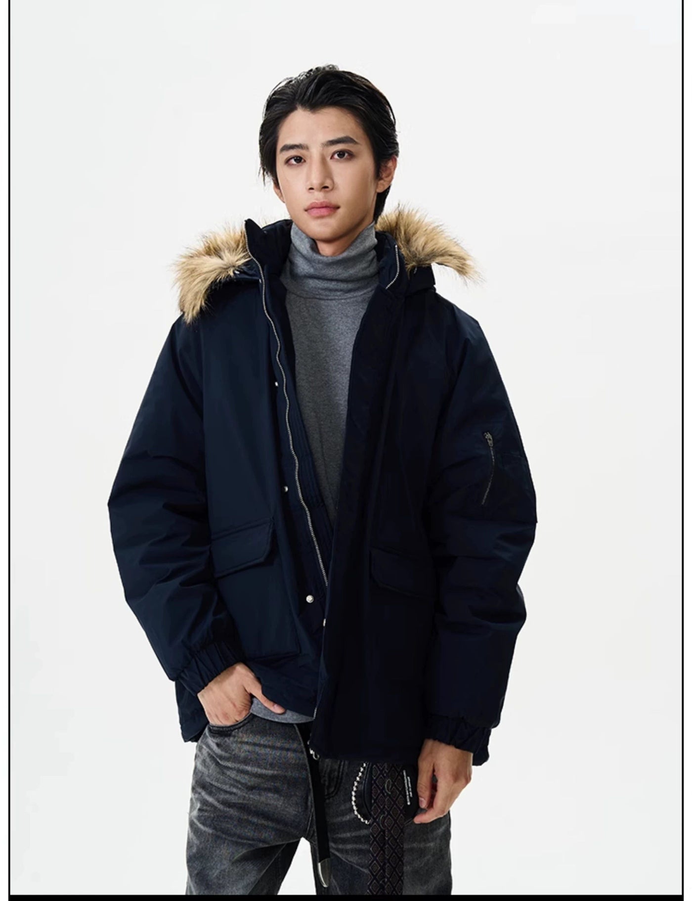 Fur Collar Parka Jacket Korean Street Fashion Jacket By 77Flight Shop Online at OH Vault