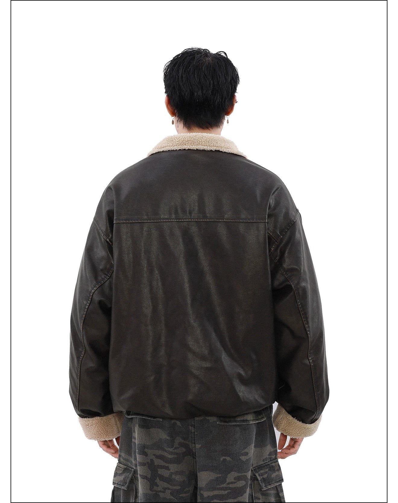 Fleece Lined PU Leather Jacket Korean Street Fashion Jacket By Mr Nearly Shop Online at OH Vault