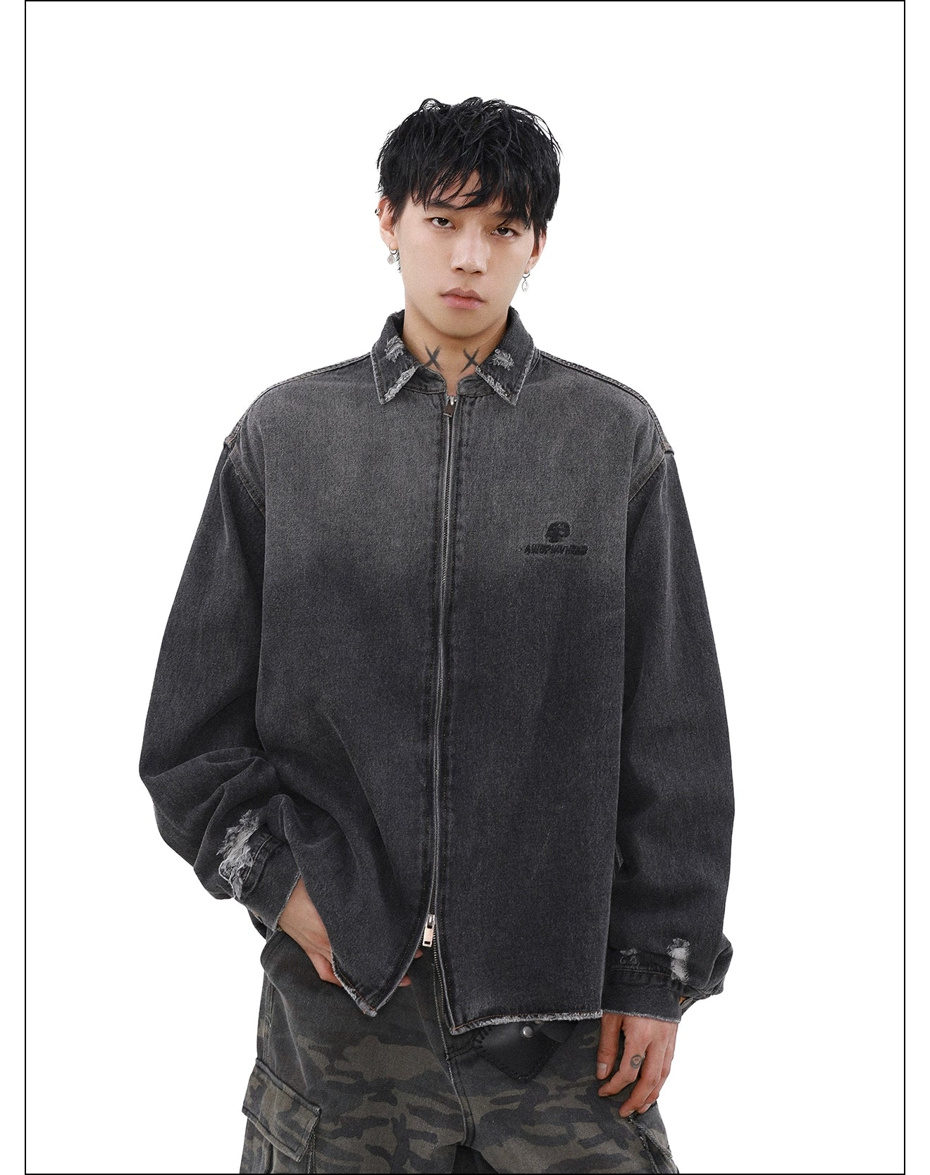 Gradient Wash Ripped Denim Jacket Korean Street Fashion Jacket By Mr Nearly Shop Online at OH Vault