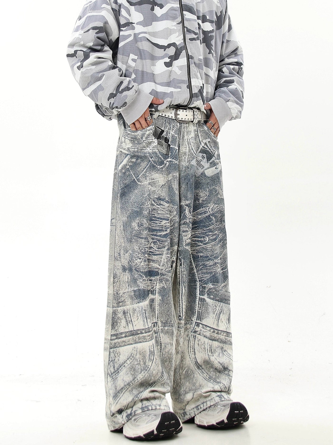 Graffiti Paint Wide Leg Jeans Korean Street Fashion Jeans By Blacklists Shop Online at OH Vault