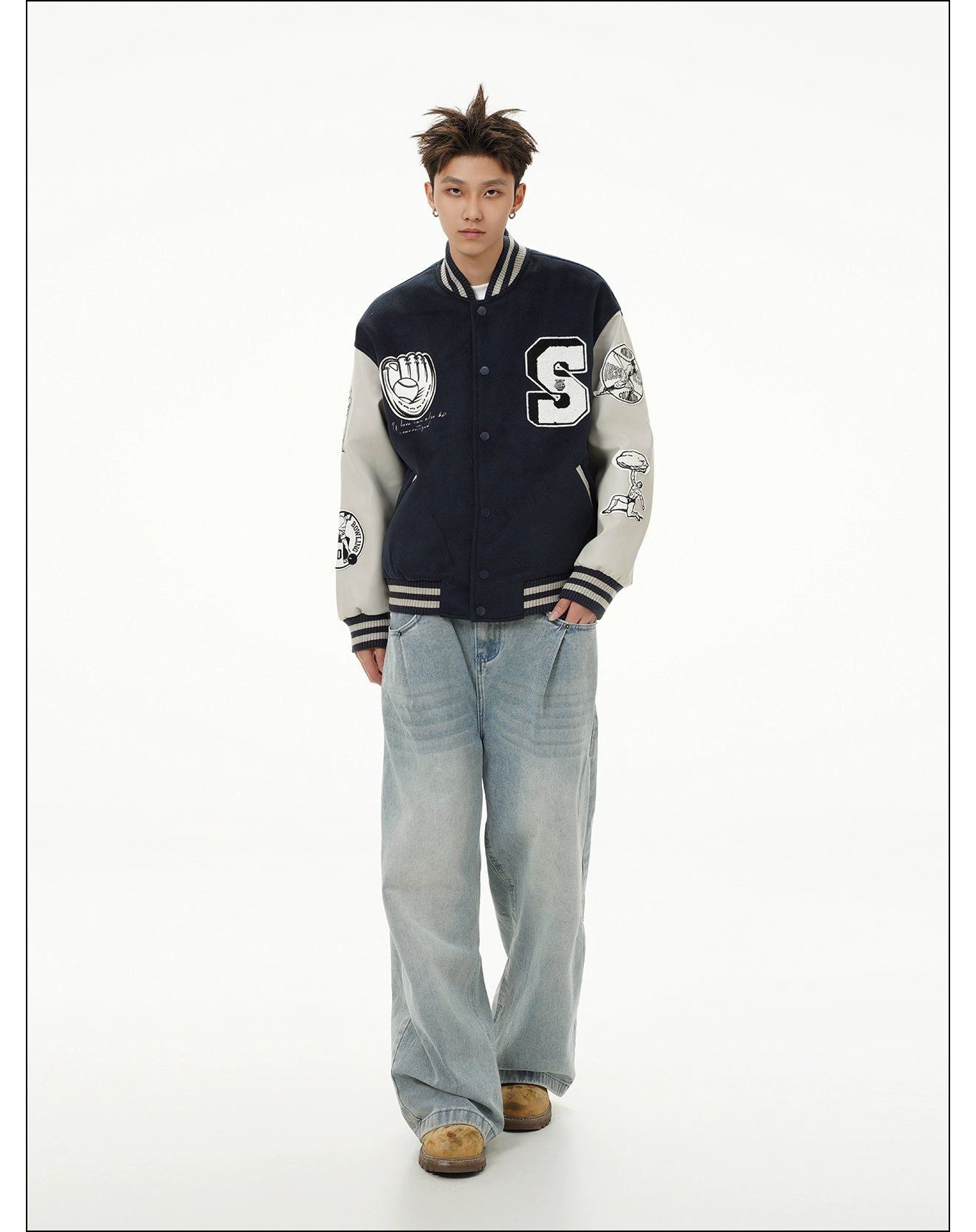 Heavy Embroidery Varsity Jacket Korean Street Fashion Jacket By Mr Nearly Shop Online at OH Vault