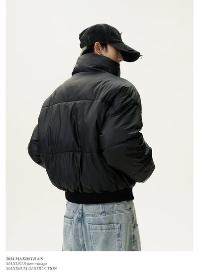 High Neck Zip-Through Puffer Jacket Korean Street Fashion Jacket By MaxDstr Shop Online at OH Vault