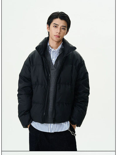 High Neck Zipped Down Jacket Korean Street Fashion Jacket By 77Flight Shop Online at OH Vault