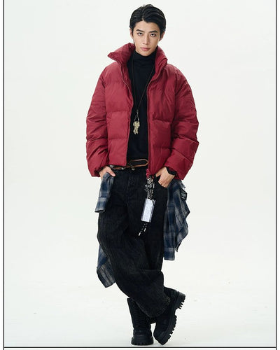 High Neck Zipped Down Jacket Korean Street Fashion Jacket By 77Flight Shop Online at OH Vault