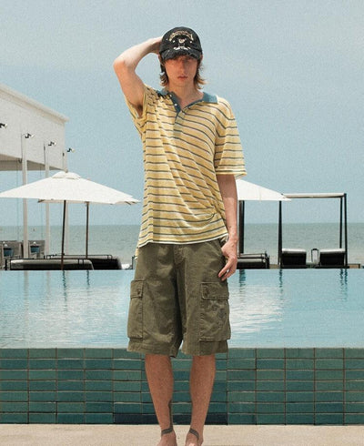 Sheer Striped Relax Fit Polo Korean Street Fashion Polo By Mason Prince Shop Online at OH Vault