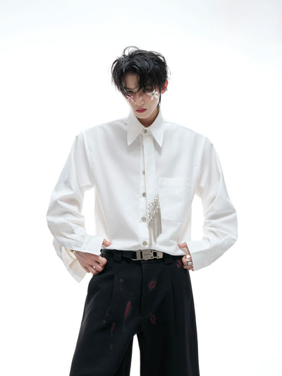 Metallic Buttons Neck-Tie Shirt Korean Street Fashion Shirt By Argue Culture Shop Online at OH Vault