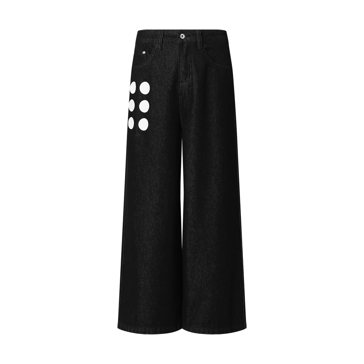 Polka Print Wide Leg Jeans Korean Street Fashion Jeans By Funky Fun Shop Online at OH Vault