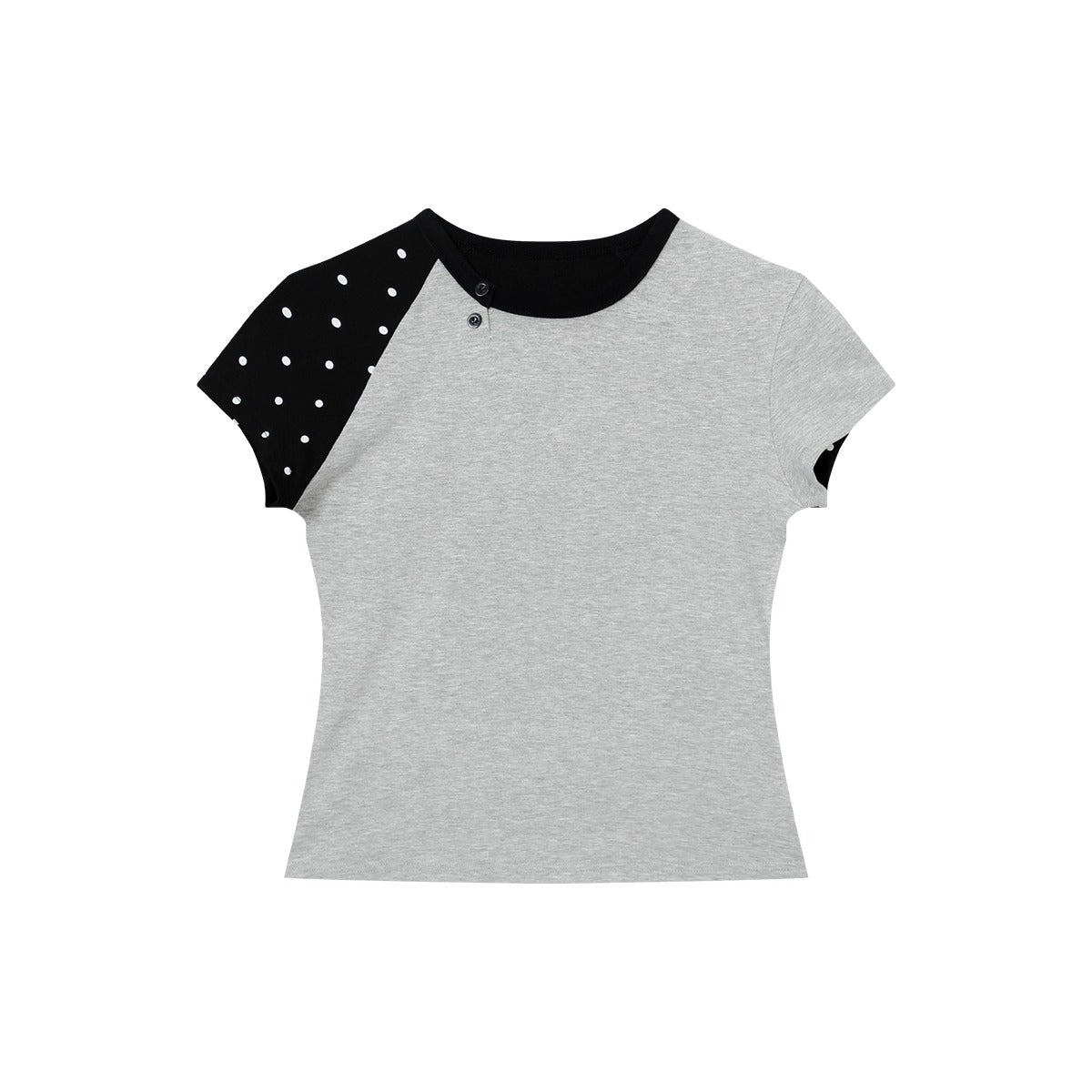 Polka Dots Contrast Cropped T-Shirt Korean Street Fashion T-Shirt By Funky Fun Shop Online at OH Vault