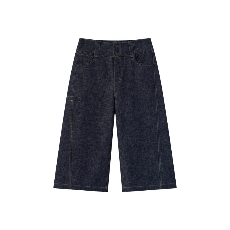 Structured Mid-Length Denim Shorts Korean Street Fashion Shorts By Opicloth Shop Online at OH Vault