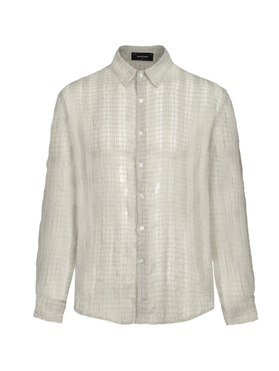 Sheer Grid Textured L/S Shirt Korean Street Fashion Shirt By Terra Incognita Shop Online at OH Vault