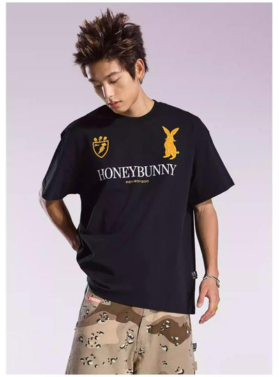 Embroidered Graphic Print T-Shirt Korean Street Fashion T-Shirt By Remedy Shop Online at OH Vault