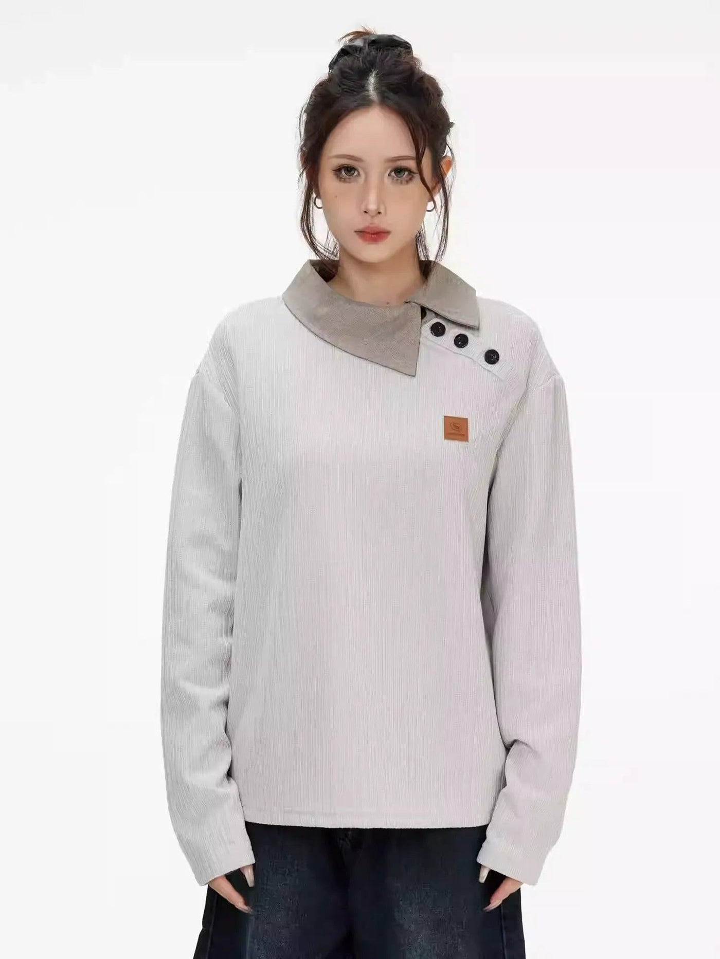 Irregular Collar Knitted Polo Korean Street Fashion Polo By INS Korea Shop Online at OH Vault