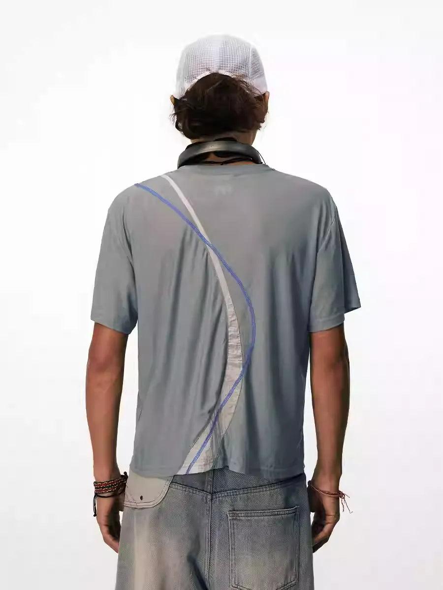 Breathable Line Contrast T-Shirt Korean Street Fashion T-Shirt By Conp Conp Shop Online at OH Vault