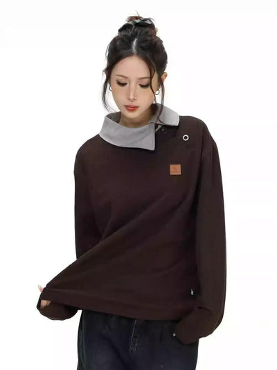 Irregular Collar Knitted Polo Korean Street Fashion Polo By INS Korea Shop Online at OH Vault