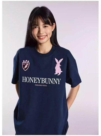 Embroidered Graphic Print T-Shirt Korean Street Fashion T-Shirt By Remedy Shop Online at OH Vault
