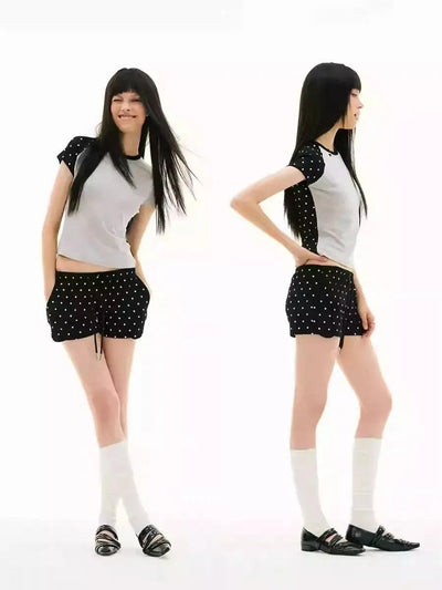 Elastic Waist Polka Dots Shorts Korean Street Fashion Shorts By Funky Fun Shop Online at OH Vault