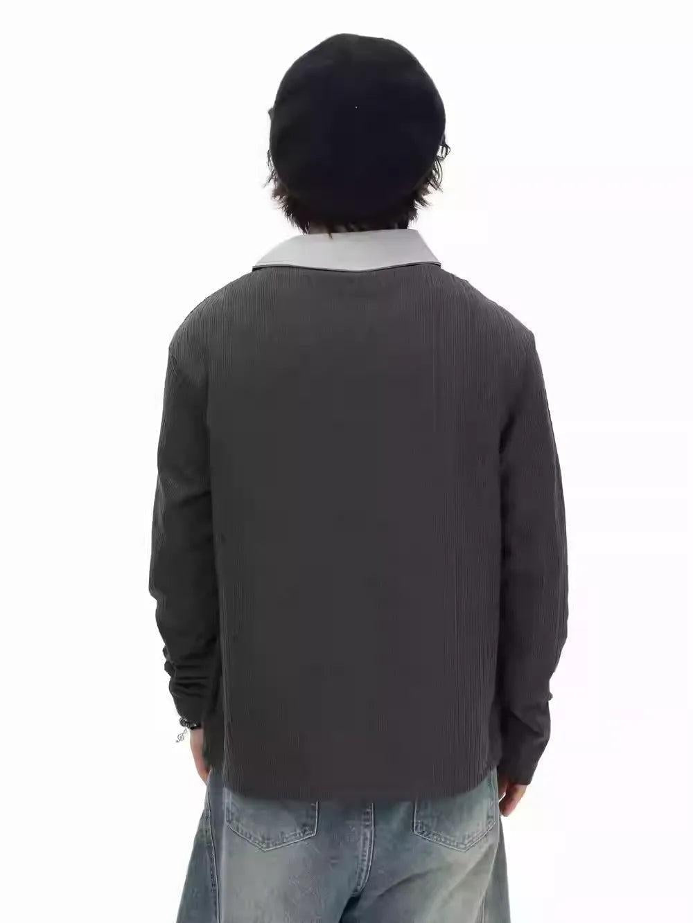 Irregular Collar Knitted Polo Korean Street Fashion Polo By INS Korea Shop Online at OH Vault