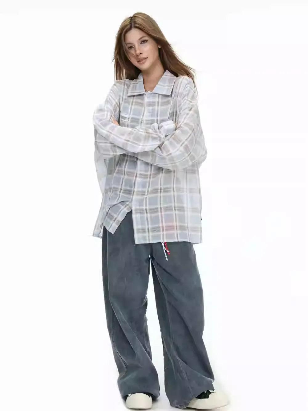 Thin Relax Fit Checkered Shirt Korean Street Fashion Shirt By INS Korea Shop Online at OH Vault