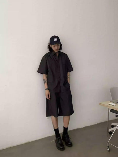 Basic Front Pocket Short Sleeve Shirt Korean Street Fashion Shirt By In Knots Shop Online at OH Vault