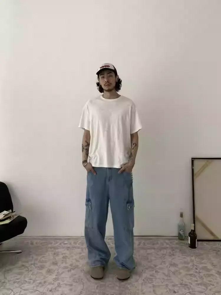 Baggy Washed Cargo Jeans Korean Street Fashion Jeans By In Knots Shop Online at OH Vault