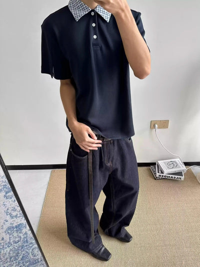 Stitched Plaid Hem Polo Korean Street Fashion Polo By Terra Incognita Shop Online at OH Vault