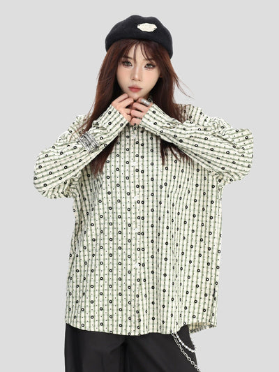 Floral Plaid Full-Print Shirt Korean Street Fashion Shirt By INS Korea Shop Online at OH Vault
