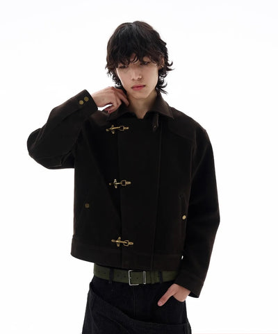 Micro Suede Fireman Clasp Jacket Korean Street Fashion Jacket By 77Flight Shop Online at OH Vault